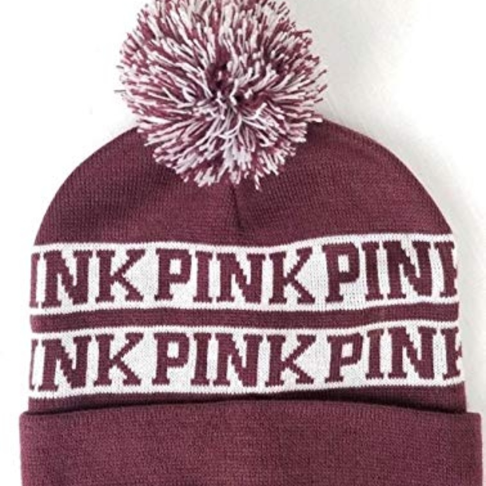 Victoria's Secret Pink Nation Ruby Beanie Hat Pom